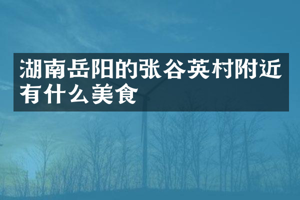湖南岳阳的张谷英村附近有什么美食