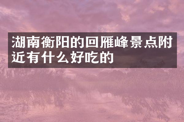 湖南衡阳的回雁峰景点附近有什么好吃的
