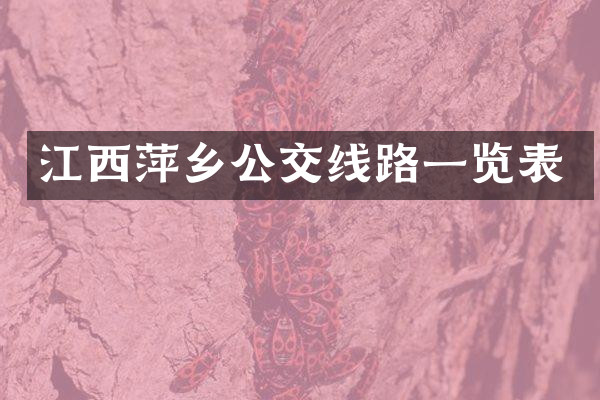 江西萍乡公交线路一览表