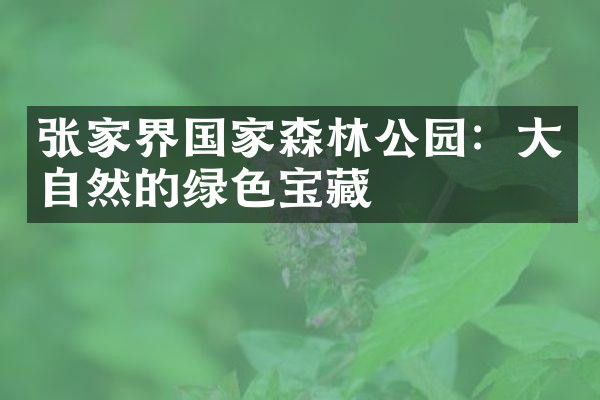 张家界国家森林公园：大自然的绿色宝藏