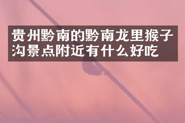 贵州黔南的黔南龙里猴子沟景点附近有什么好吃的