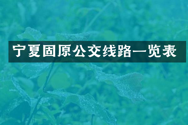 宁夏固原公交线路一览表