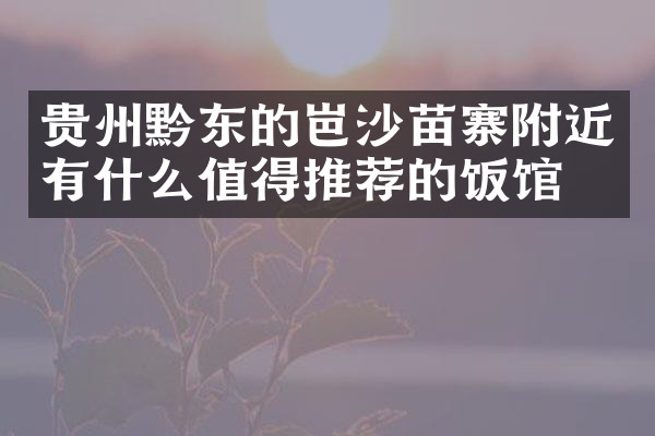 贵州黔东的岜沙苗寨附近有什么值得推荐的饭馆吗