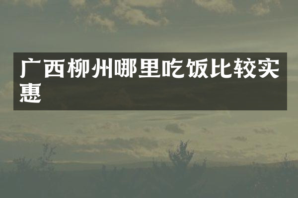 广西柳州哪里吃饭比较实惠