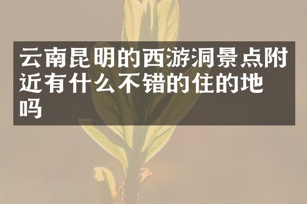 云南昆明的西游洞景点附近有什么不错的住的地方吗