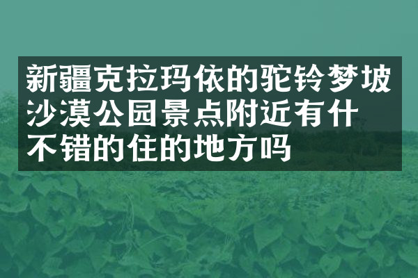 新疆克拉玛依的驼铃梦坡沙漠公园景点附近有什么不错的住的地方吗