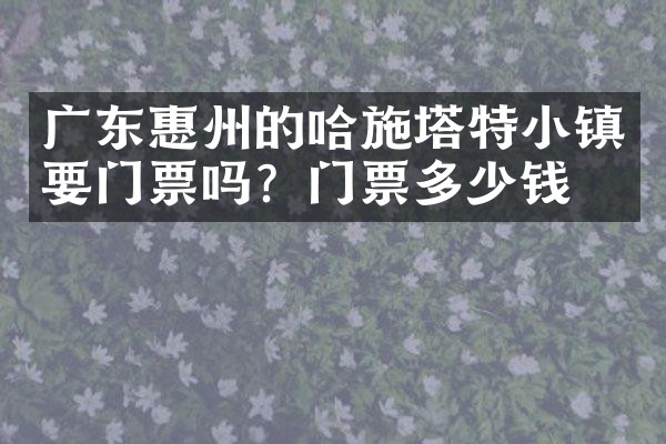 广东惠州的哈施塔特小镇要门票吗？门票多少钱？