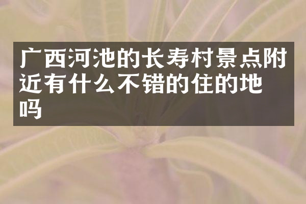 广西河池的长寿村景点附近有什么不错的住的地方吗