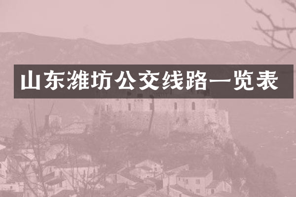 山东潍坊公交线路一览表