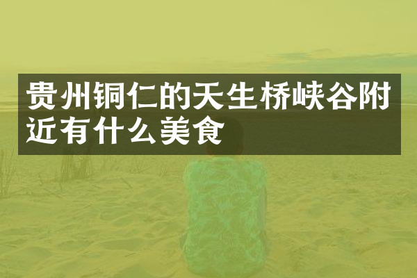 贵州铜仁的天生桥峡谷附近有什么美食