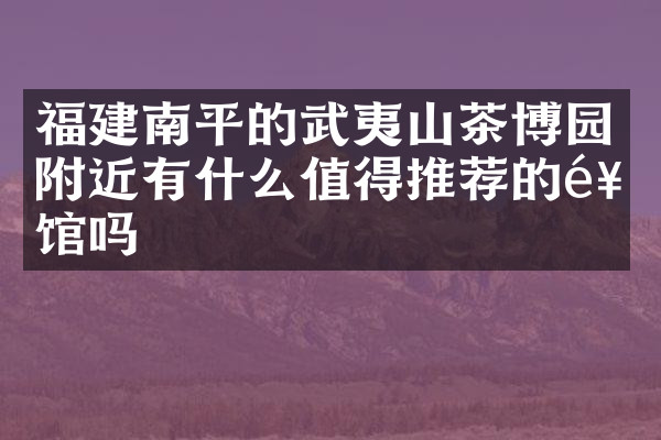 福建南平的武夷山茶博园附近有什么值得推荐的饭馆吗