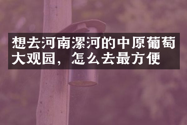想去河南漯河的中原葡萄大观园，怎么去最方便