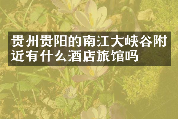 贵州贵阳的南江大峡谷附近有什么酒店旅馆吗