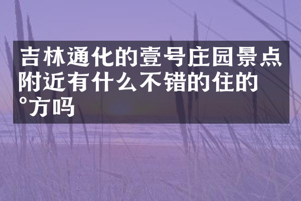 吉林通化的壹号庄园景点附近有什么不错的住的地方吗