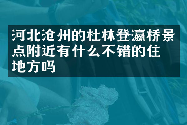 河北沧州的杜林登瀛桥景点附近有什么不错的住的地方吗
