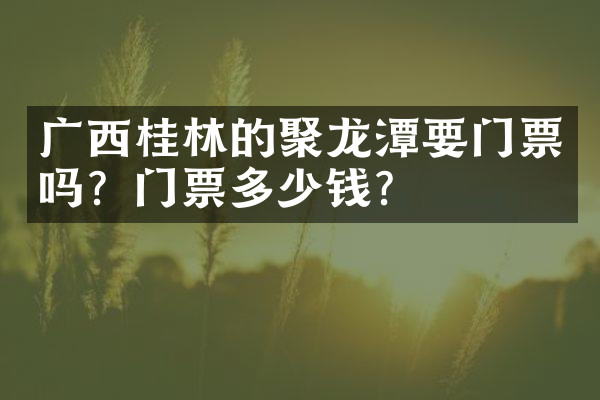 广西桂林的聚龙潭要门票吗？门票多少钱？