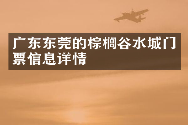 广东东莞的棕榈谷水城门票信息详情