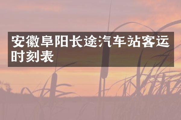 安徽阜阳长途汽车站客运时刻表