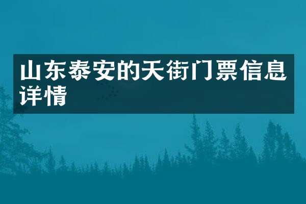 山东泰安的天街门票信息详情