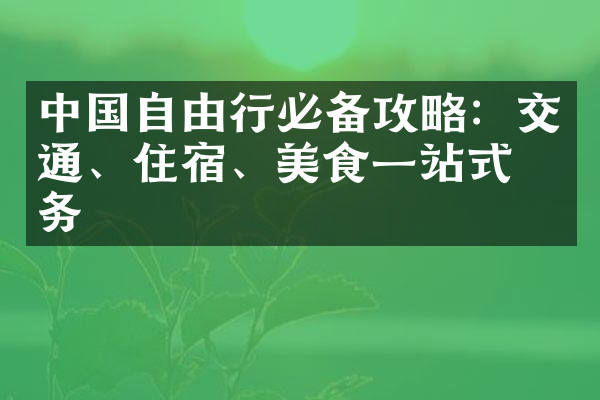 中国自由行必备攻略：交通、住宿、美食一站式服务