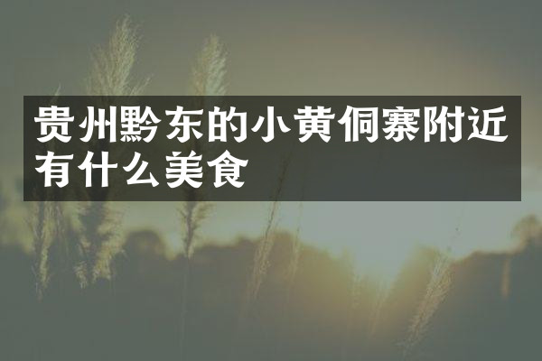 贵州黔东的小黄侗寨附近有什么美食