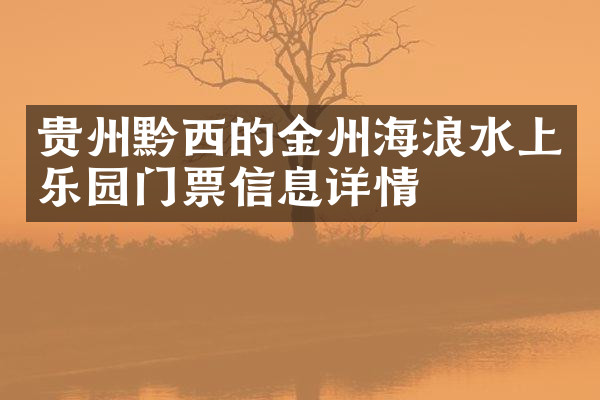 贵州黔西的金州海浪水上乐园门票信息详情