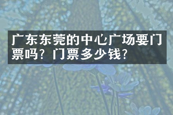 广东东莞的中心广场要门票吗？门票多少钱？