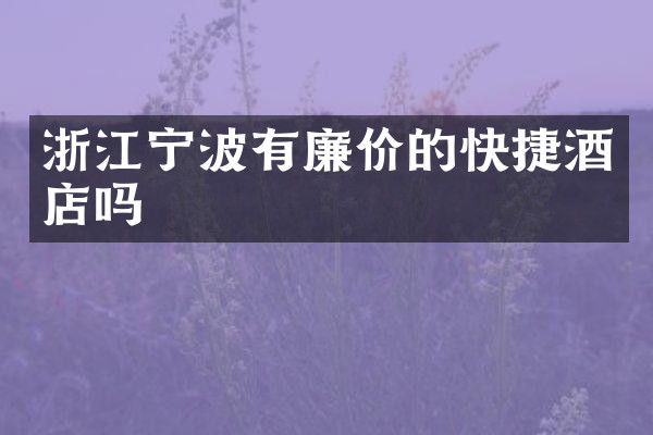 浙江宁波有廉价的快捷酒店吗