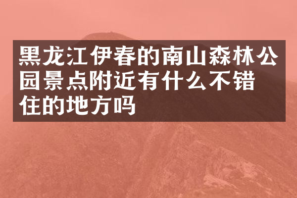黑龙江伊春的南山森林公园景点附近有什么不错的住的地方吗
