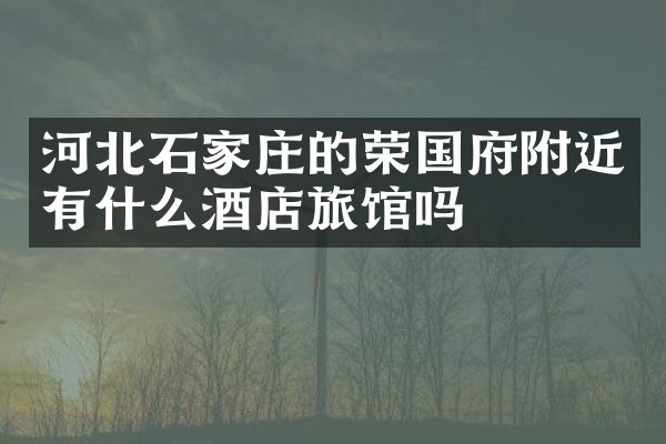 河北石家庄的荣国府附近有什么酒店旅馆吗