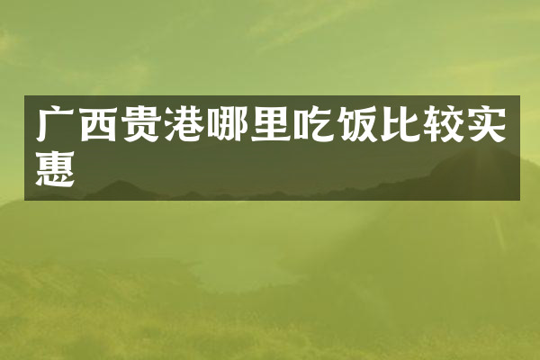 广西贵港哪里吃饭比较实惠