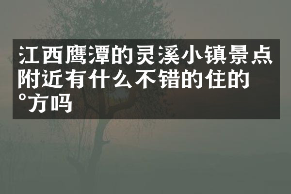 江西鹰潭的灵溪小镇景点附近有什么不错的住的地方吗