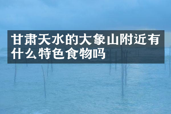 甘肃天水的大象山附近有什么特色食物吗