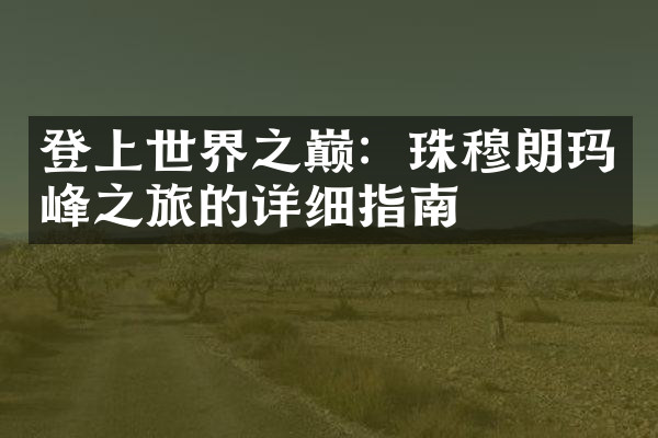 登上世界之巅：珠穆朗玛峰之旅的详细指南