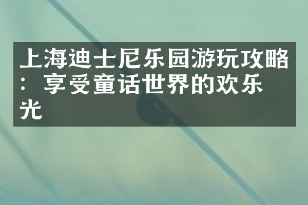 上海迪士尼乐园游玩攻略：享受童话世界的欢乐时光