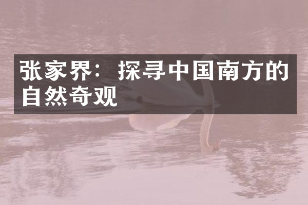 张家界：探寻中国南方的自然奇观