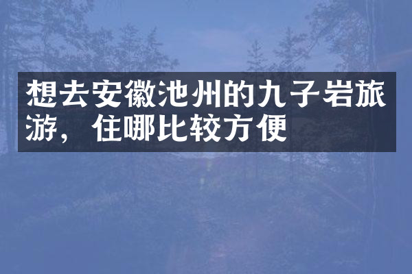 想去安徽池州的九子岩旅游，住哪比较方便
