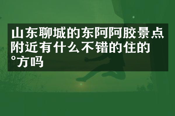 山东聊城的东阿阿胶景点附近有什么不错的住的地方吗