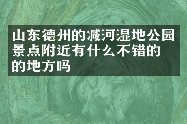 山东德州的减河湿地公园景点附近有什么不错的住的地方吗