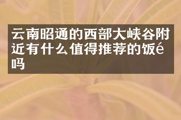 云南昭通的西部大峡谷附近有什么值得推荐的饭馆吗