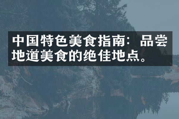 中国特色美食指南：品尝地道美食的绝佳地点。