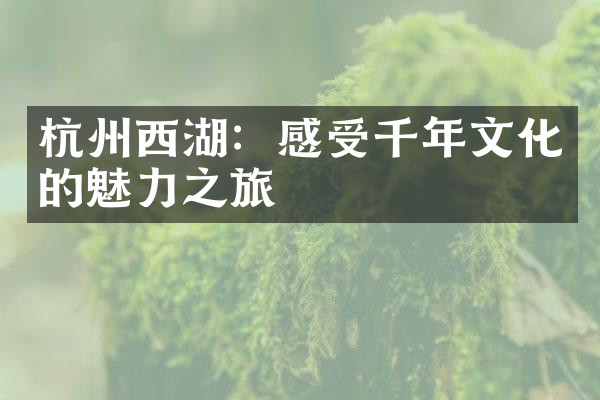 杭州西湖：感受千年文化的魅力之旅