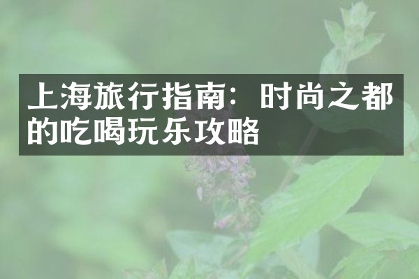 上海旅行指南：时尚之都的吃喝玩乐攻略