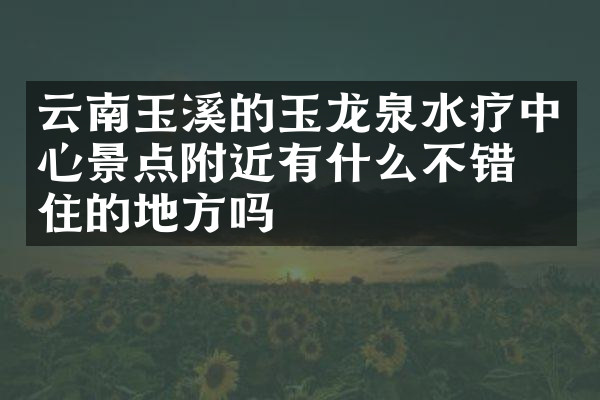云南玉溪的玉龙泉水疗中心景点附近有什么不错的住的地方吗