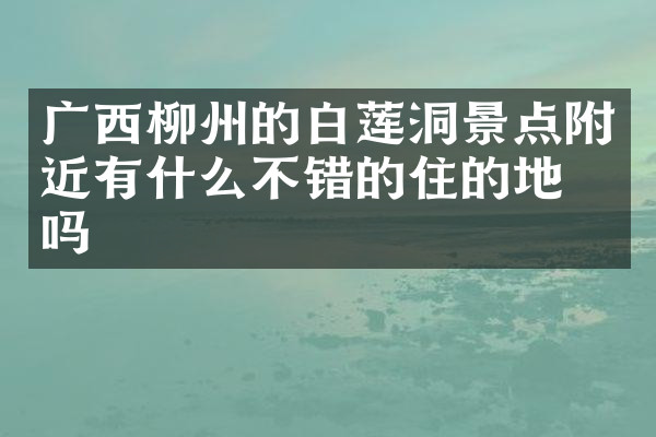 广西柳州的白莲洞景点附近有什么不错的住的地方吗