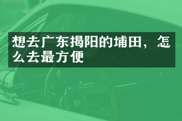 想去广东揭阳的埔田，怎么去最方便