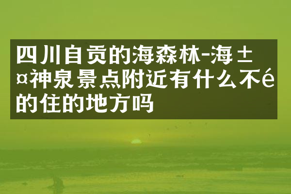 四川自贡的燊海森林-海汤神泉景点附近有什么不错的住的地方吗