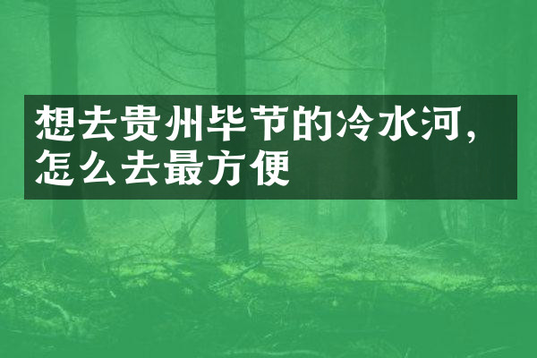 想去贵州毕节的冷水河，怎么去最方便