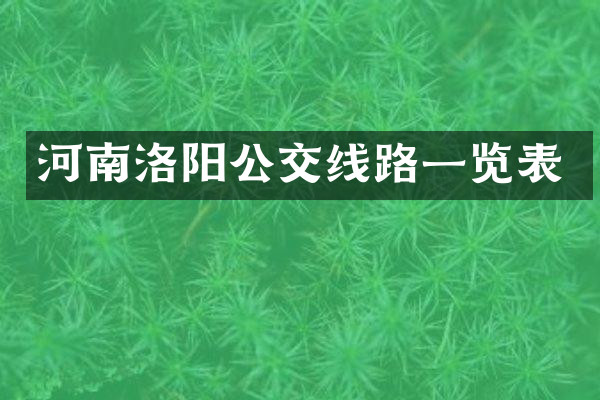 河南洛阳公交线路一览表
