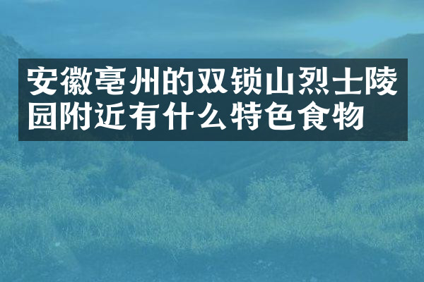 安徽亳州的双锁山烈士陵园附近有什么特色食物吗